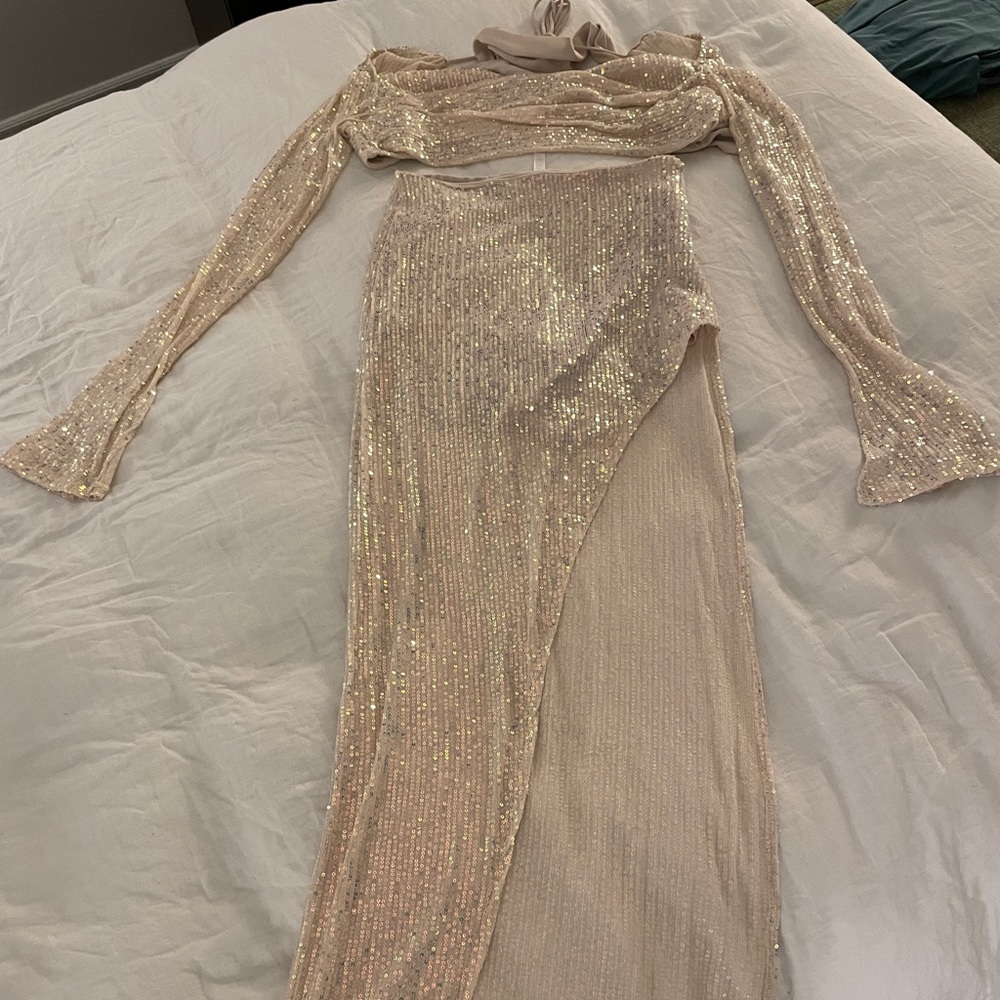 Lucy In The Sky - Iridescent/Champagne Sequin Two Piece Set